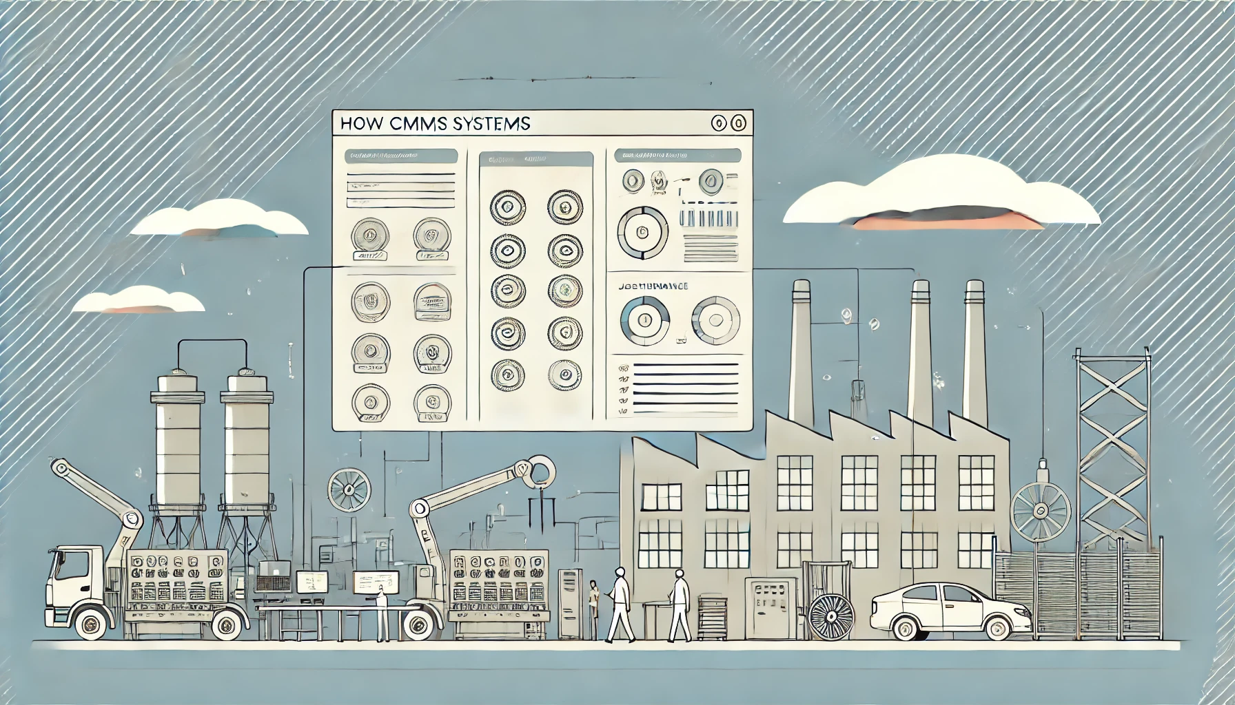 ilustração sobre CMMS em manutenção empresarial