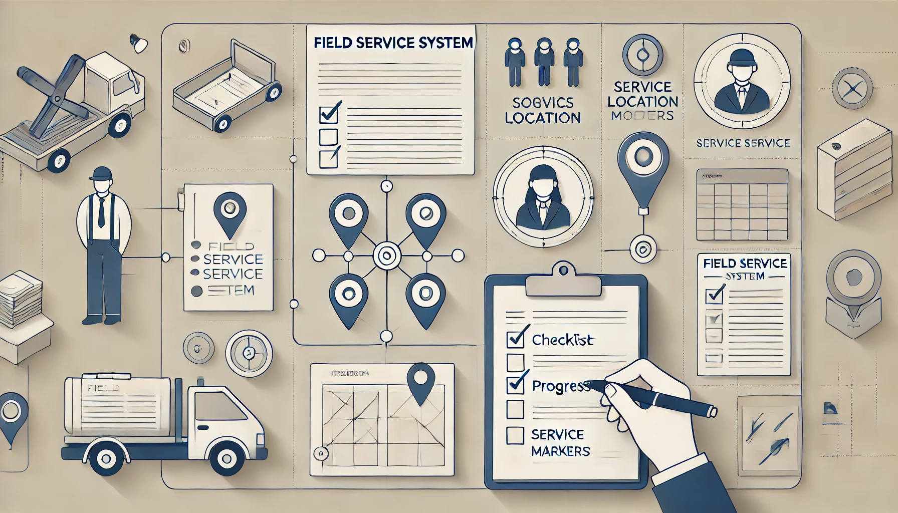 ilustração sobre as características de field service